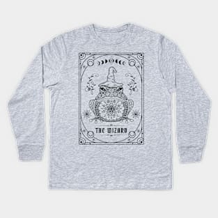 The Wizard Frog Tarot Card Mystical Aesthetic Kids Long Sleeve T-Shirt